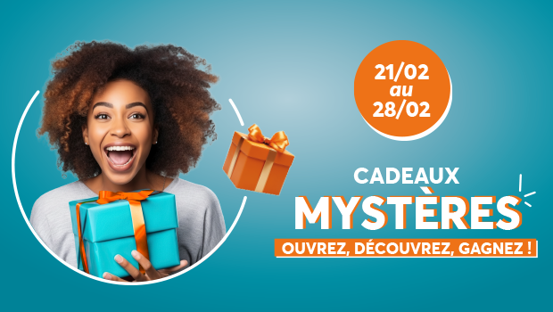 Profitez d'une animation cadeaux mystères dans votre centre commercial Aushopping Mantes Buchelay du 21 au 28 février de 11h à 15H